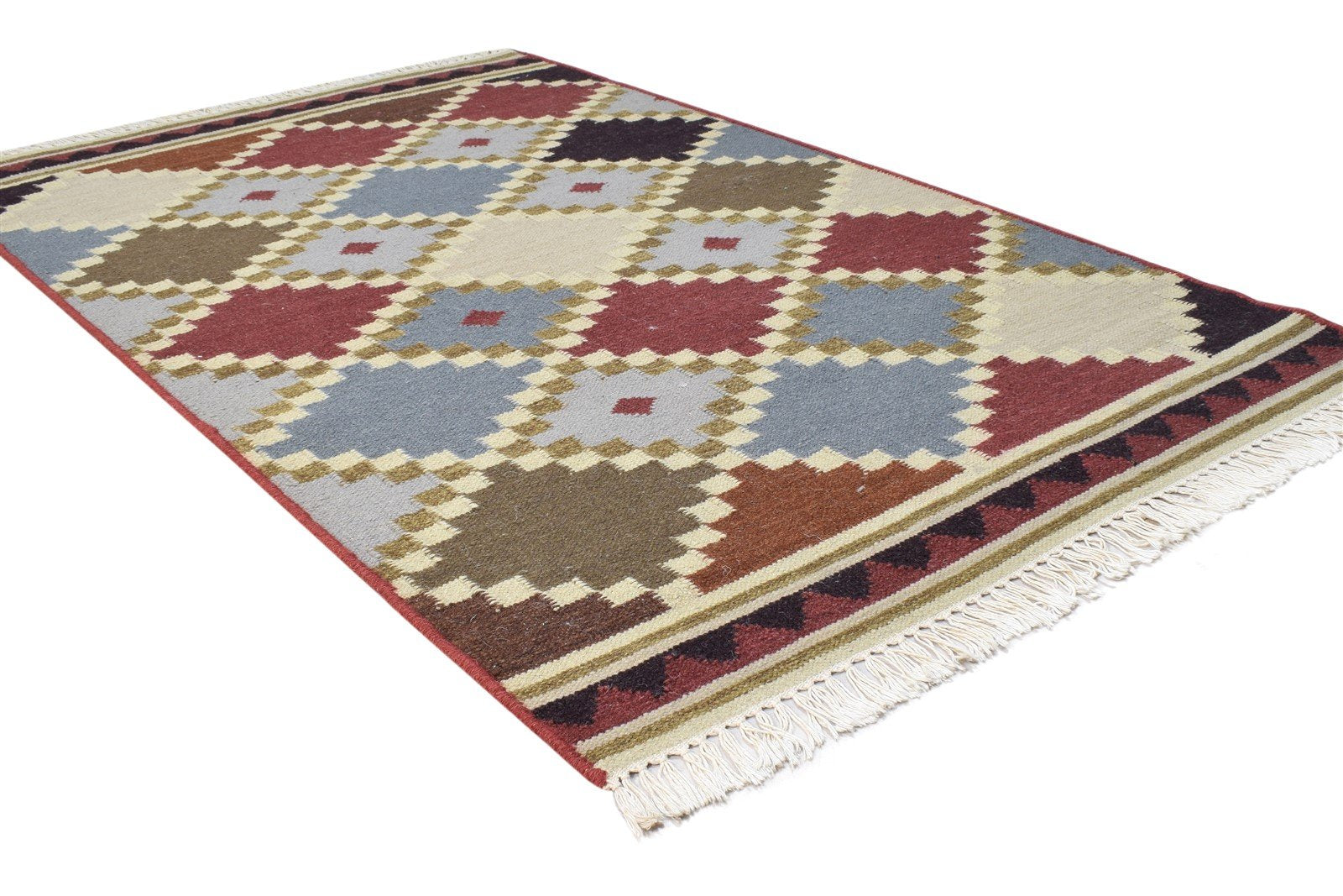 3' X 5' Rug Wool Multi Persian Dhurrie Southwestern Diamond Room Size Carpet 7864984830101
