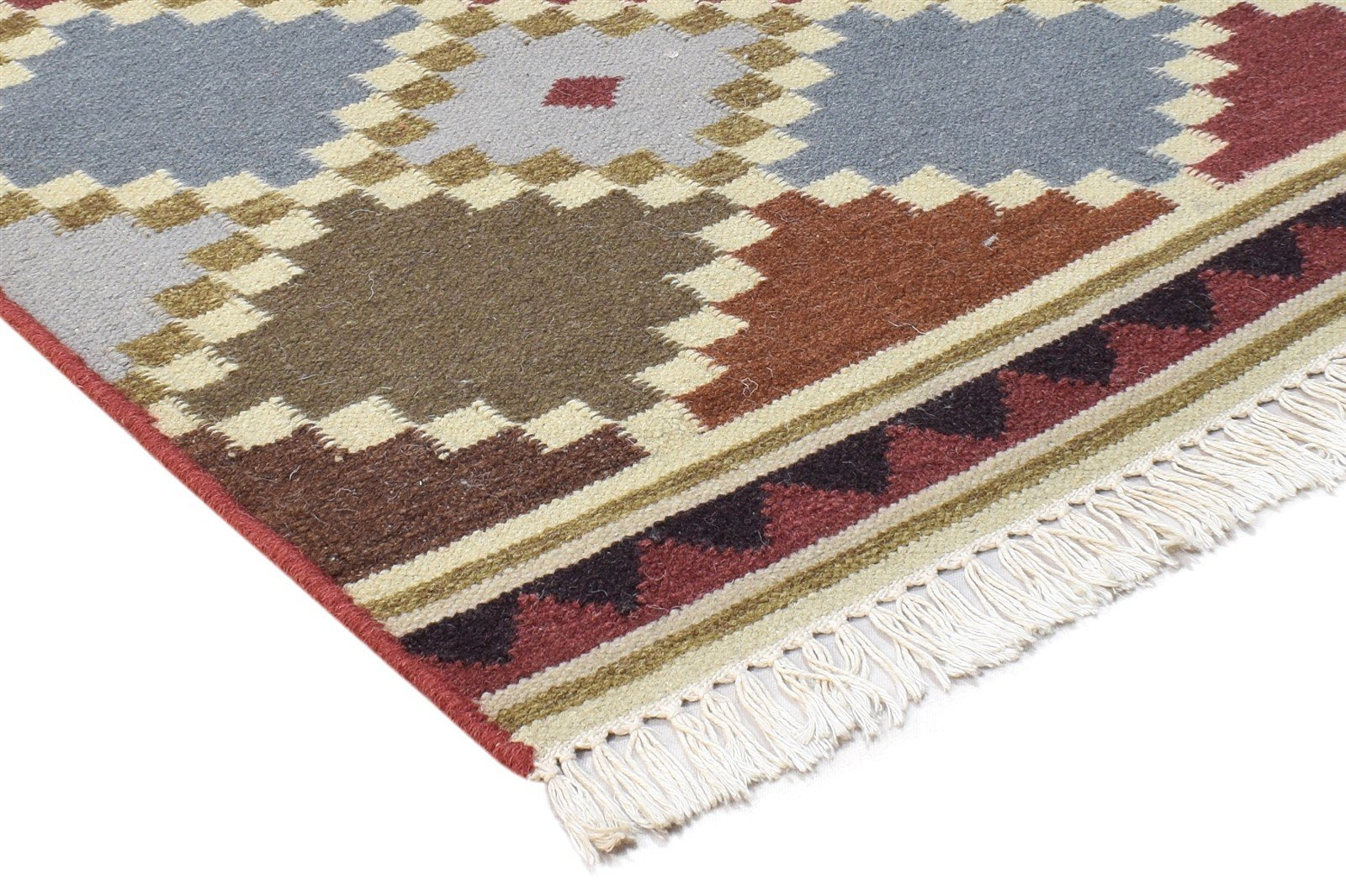 3' X 5' Rug Wool Multi Persian Dhurrie Southwestern Diamond Room Size Carpet 7864984830101