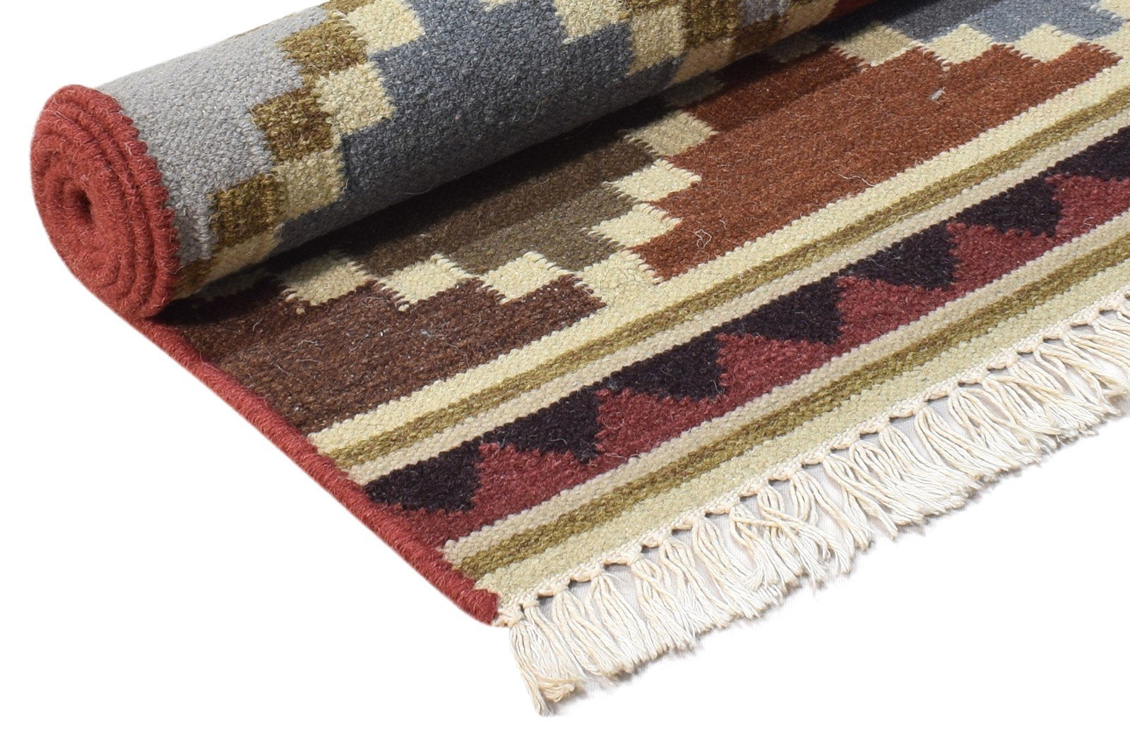 3' X 5' Rug Wool Multi Persian Dhurrie Southwestern Diamond Room Size Carpet 7864984830101