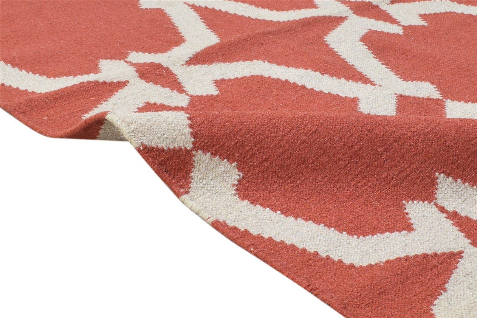 3' X 5' Rug Wool Rust Modern Dhurrie Scandinavian Nordic Room Size Carpet 7865197265045