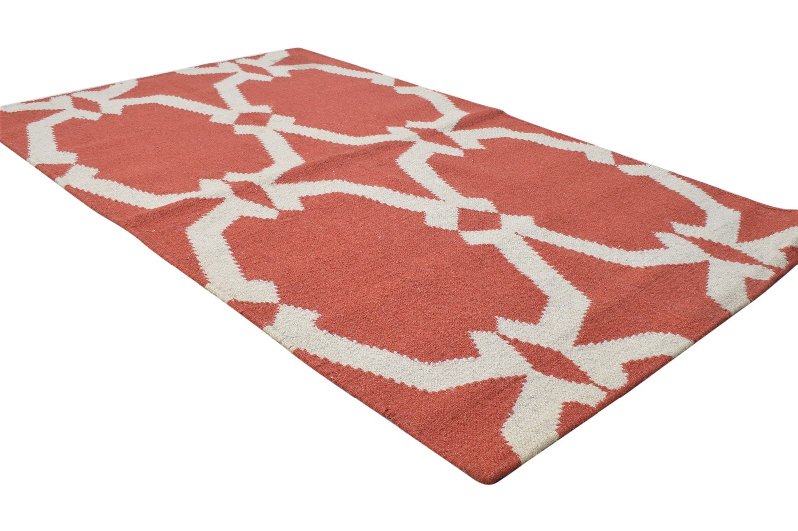 3' X 5' Rug Wool Rust Modern Dhurrie Scandinavian Nordic Room Size Carpet 7865197265045