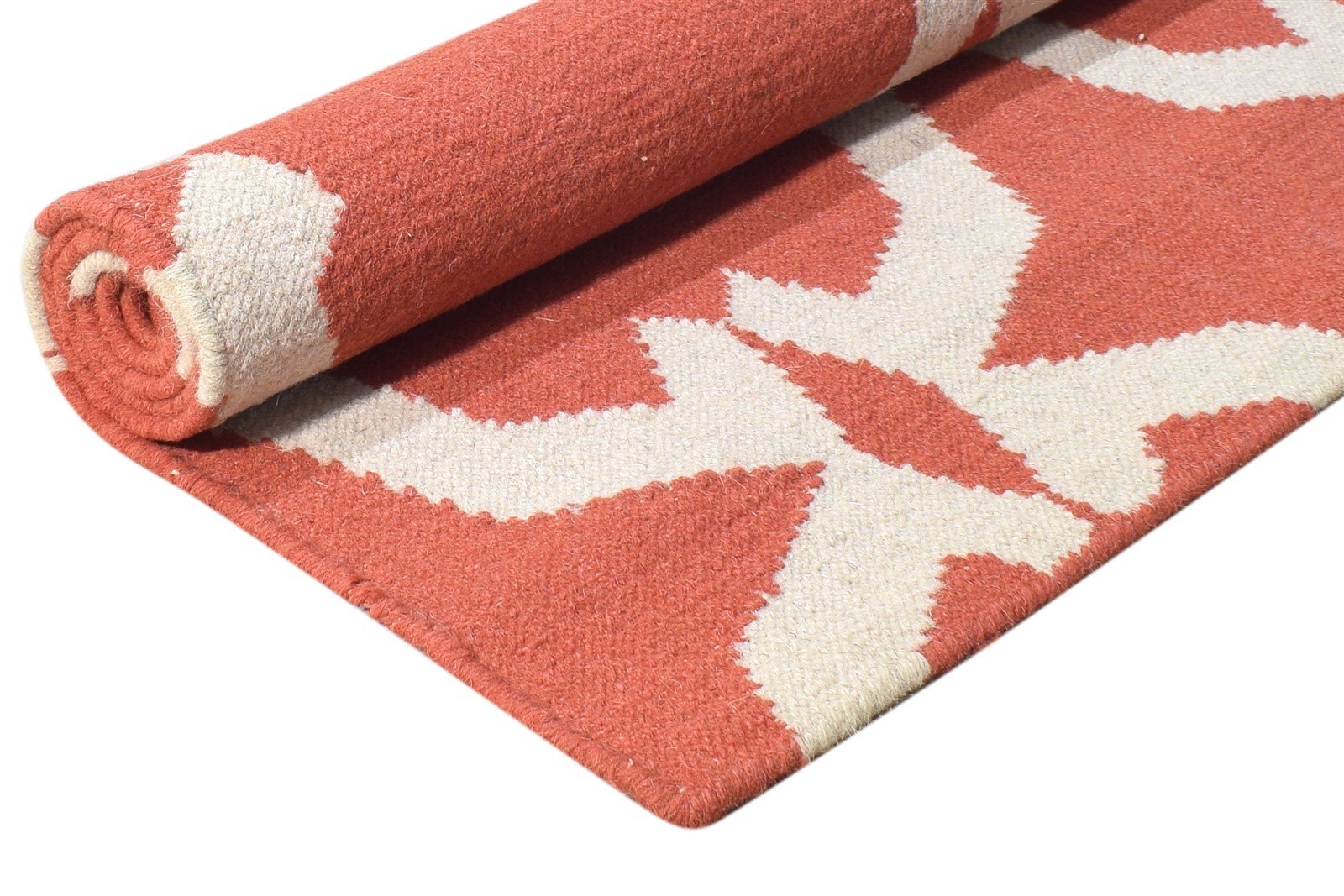 3' X 5' Rug Wool Rust Modern Dhurrie Scandinavian Nordic Room Size Carpet 7865197265045