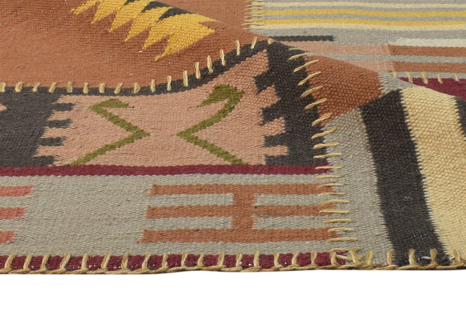 3' X 5' Rug Wool Rust Southwestern Dhurrie American Tribal Small Carpet 7865080316053