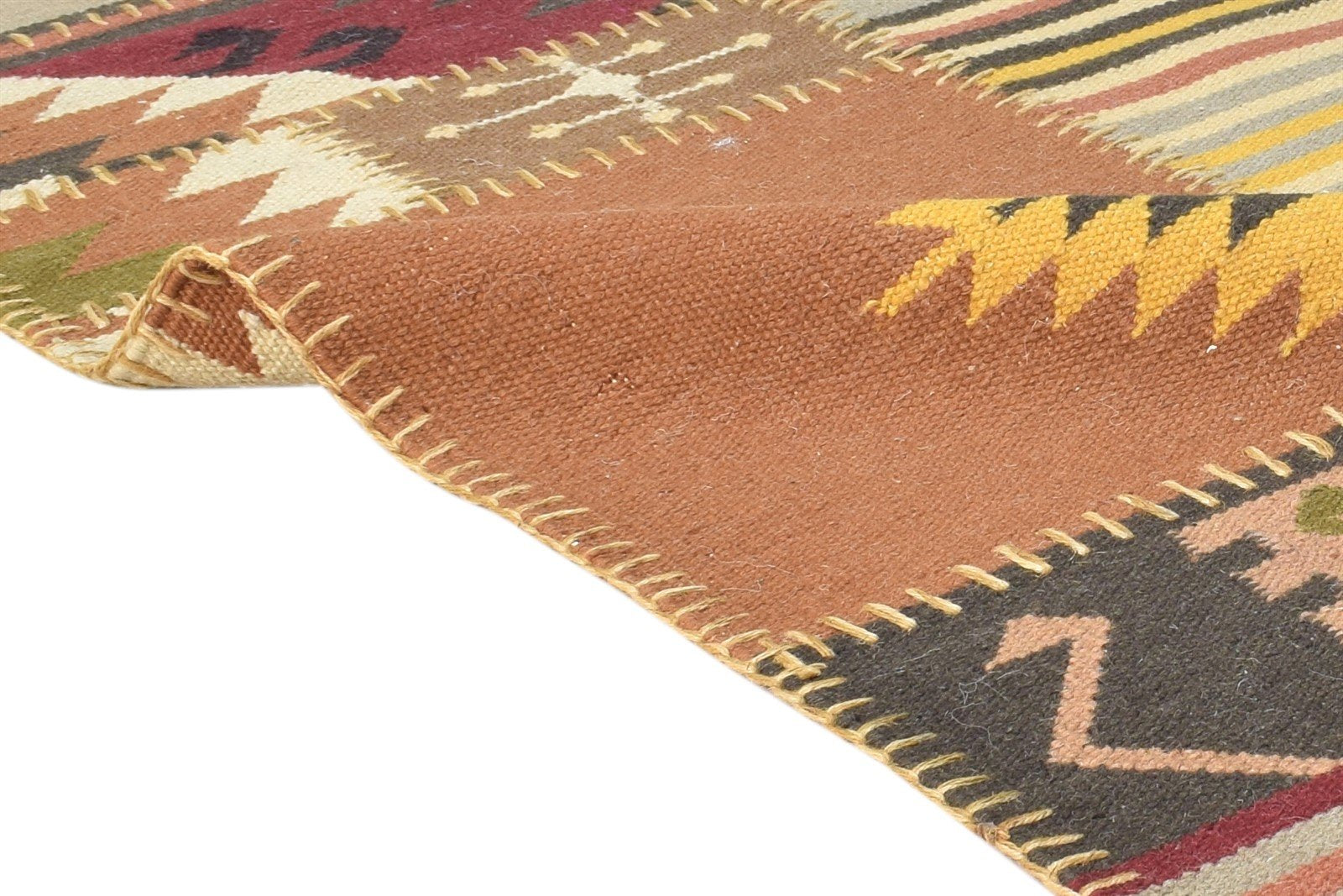 3' X 5' Rug Wool Rust Southwestern Dhurrie American Tribal Small Carpet 7865080316053