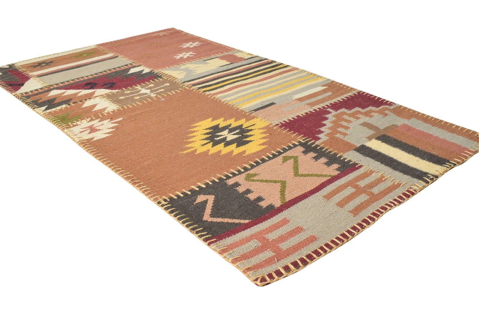 3' X 5' Rug Wool Rust Southwestern Dhurrie American Tribal Small Carpet 7865080316053
