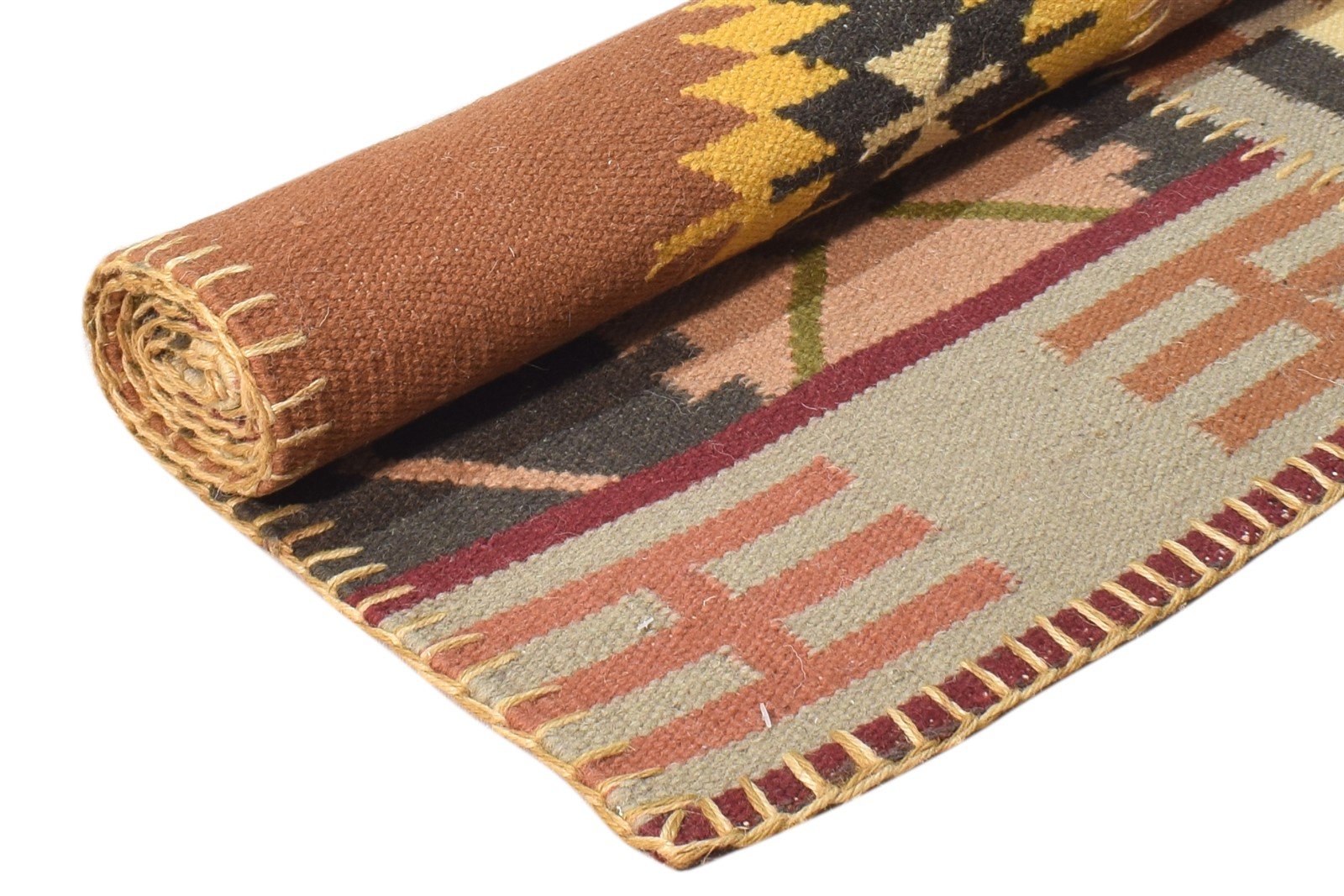 3' X 5' Rug Wool Rust Southwestern Dhurrie American Tribal Small Carpet 7865080316053