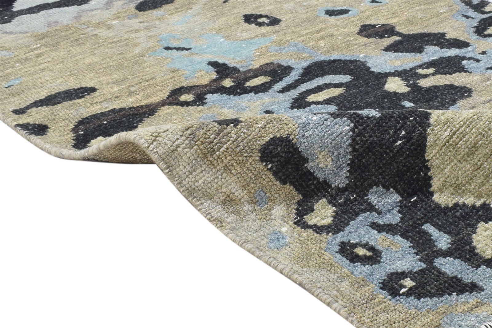 Flossy 3' X 5' Rug Wool Sage Modern Hand Knotted Bohemian Abstract 7864314921109