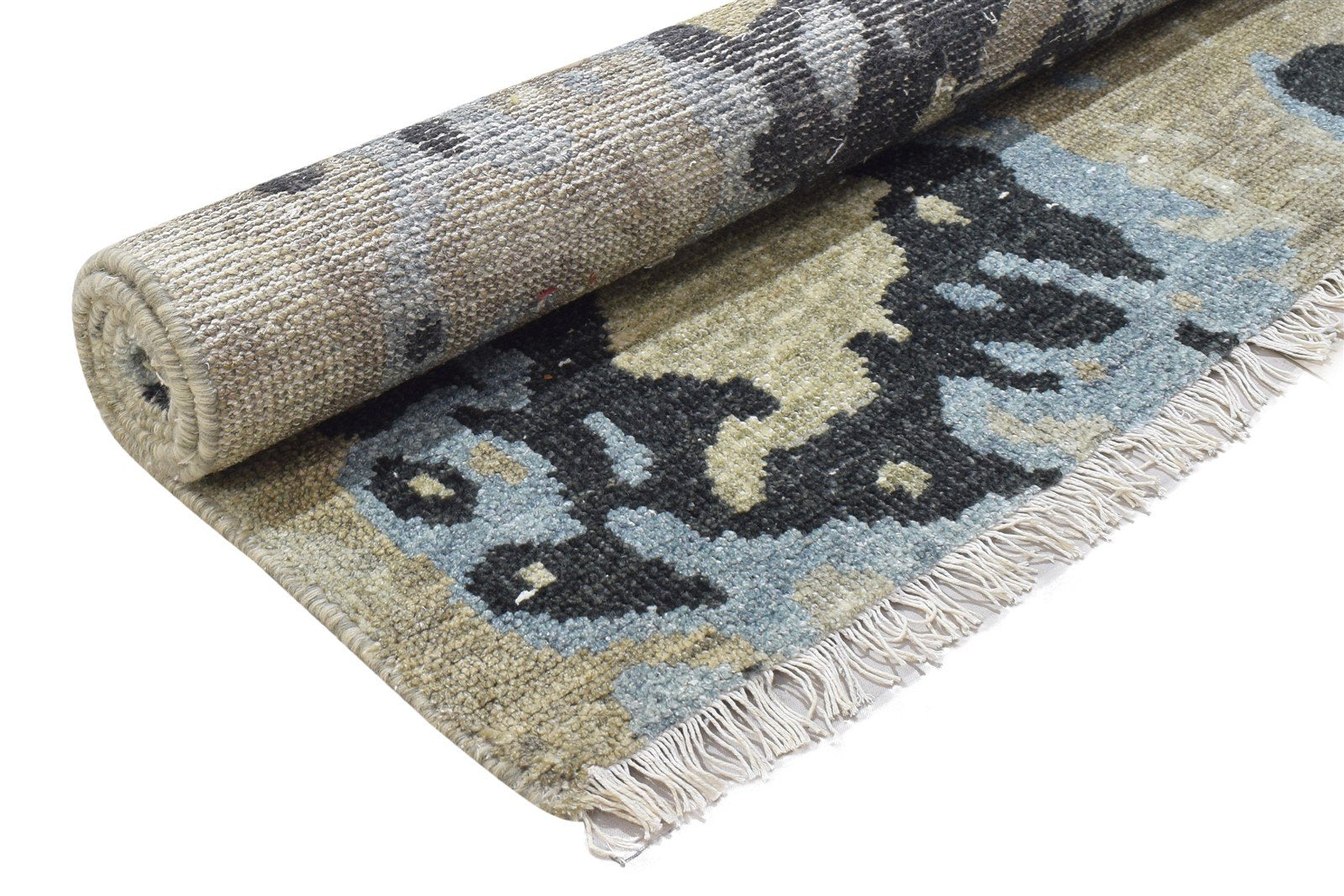 Flossy 3' X 5' Rug Wool Sage Modern Hand Knotted Bohemian Abstract 7864314921109
