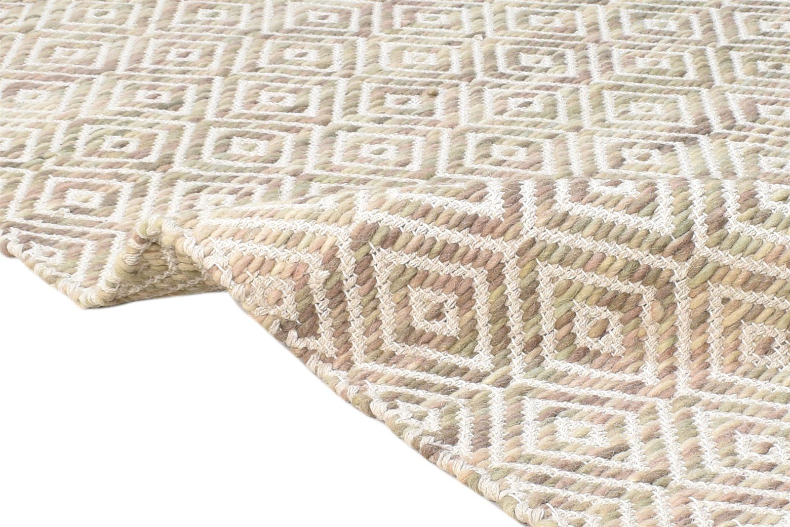 3' X 5' Rug Wool Sand Modern Hand Woven Scandinavian Diamond Small Carpet 7864931451029