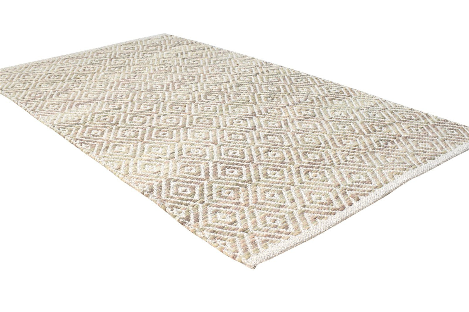 3' X 5' Rug Wool Sand Modern Hand Woven Scandinavian Diamond Small Carpet 7864931451029