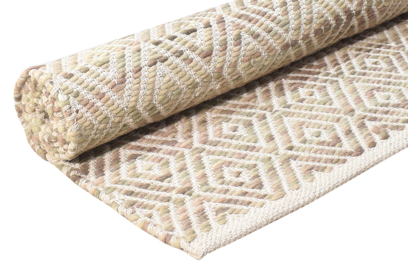 3' X 5' Rug Wool Sand Modern Hand Woven Scandinavian Diamond Small Carpet 7864931451029