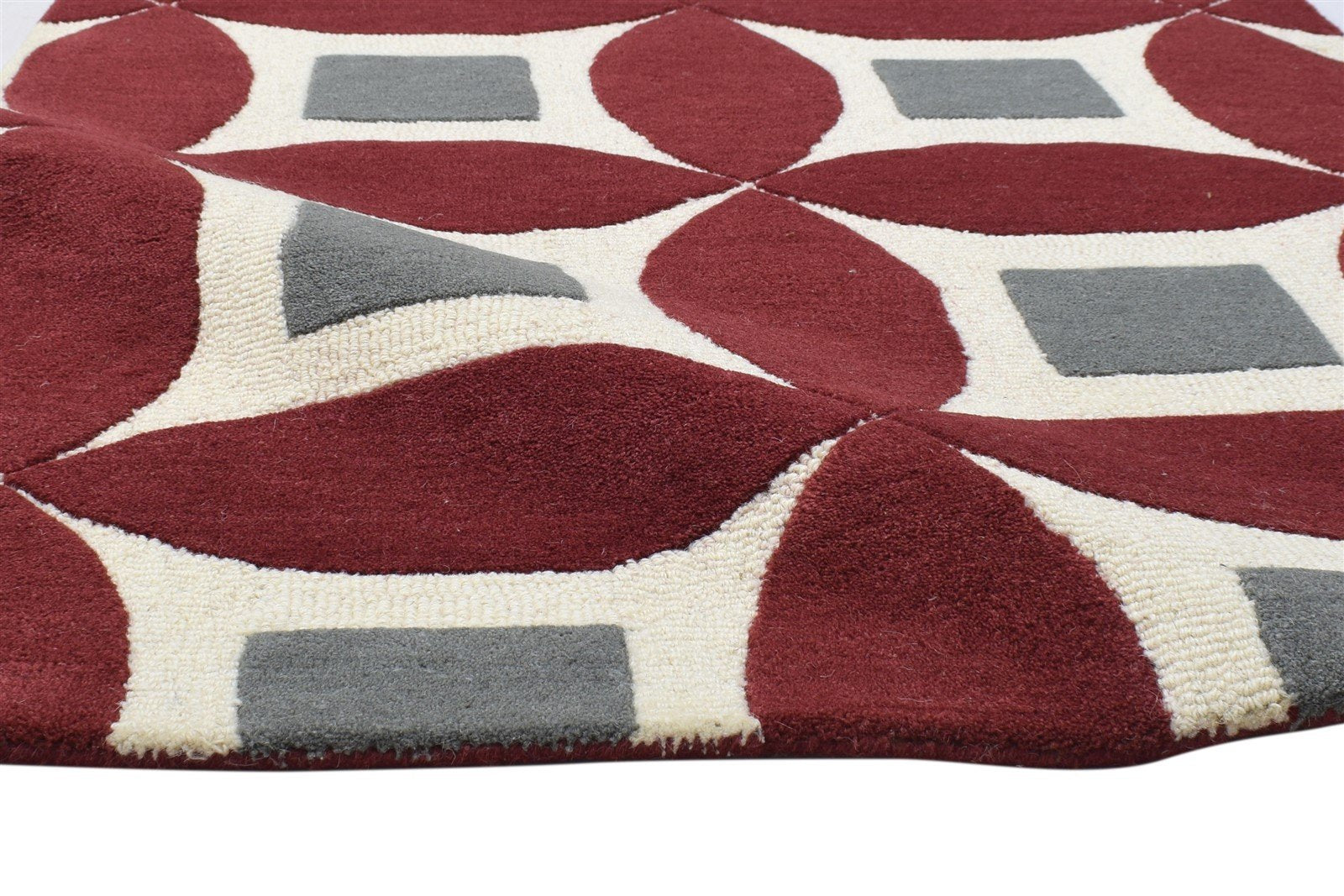 3' X 5' Rug Wool Wine Modern Hand Tufted Moroccan Geometric Room Size Carpet 7864306237589