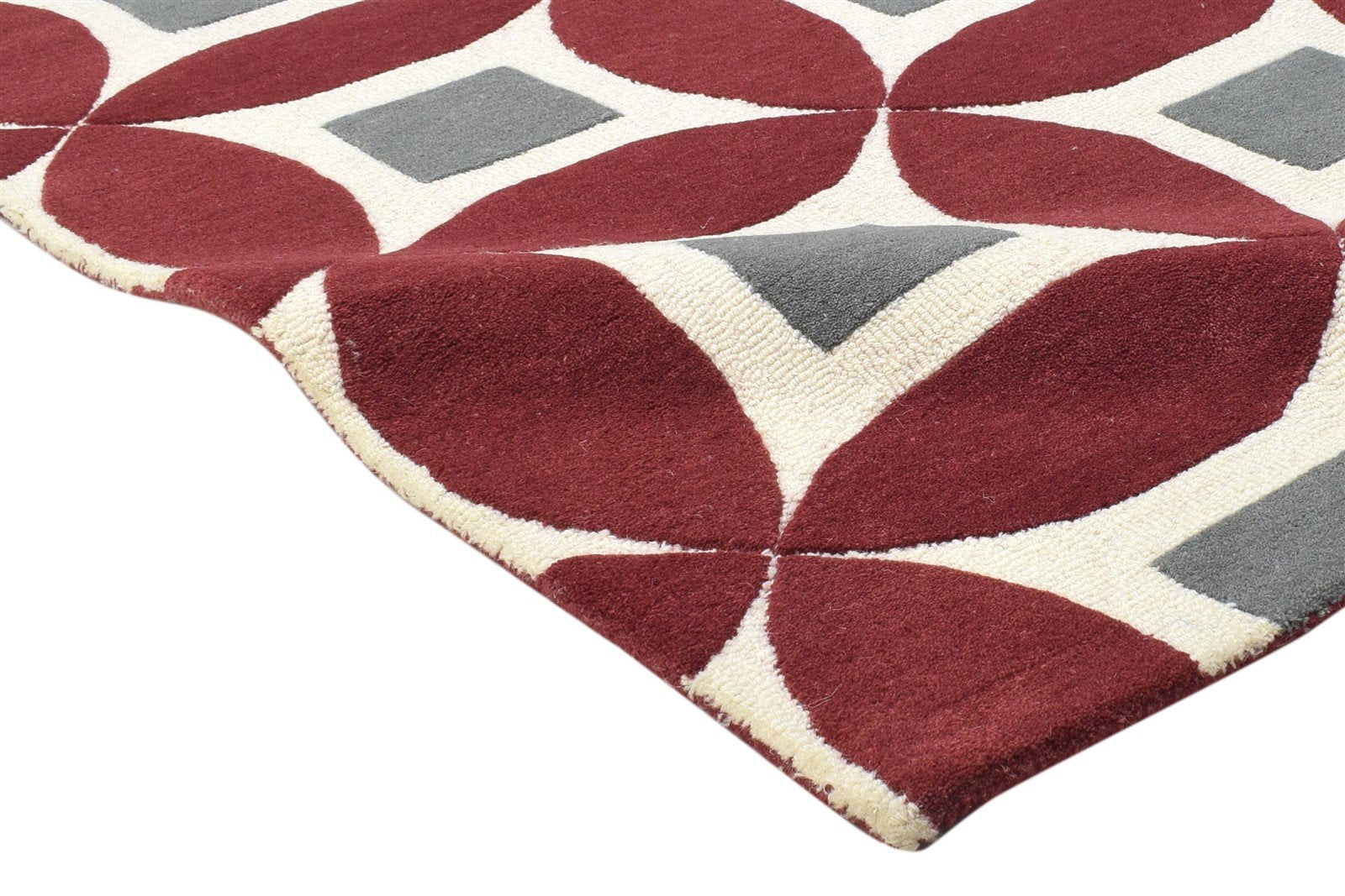 3' X 5' Rug Wool Wine Modern Hand Tufted Moroccan Geometric Room Size Carpet 7864306237589