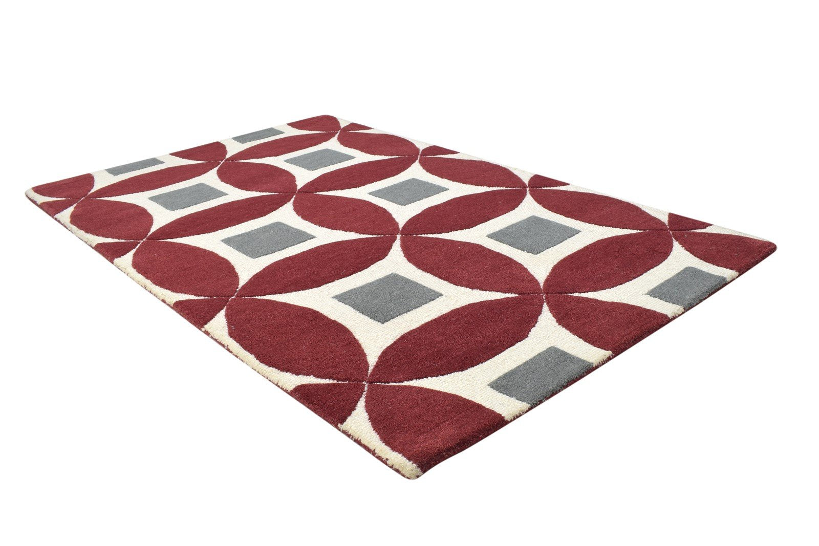 3' X 5' Rug Wool Wine Modern Hand Tufted Moroccan Geometric Room Size Carpet 7864306237589