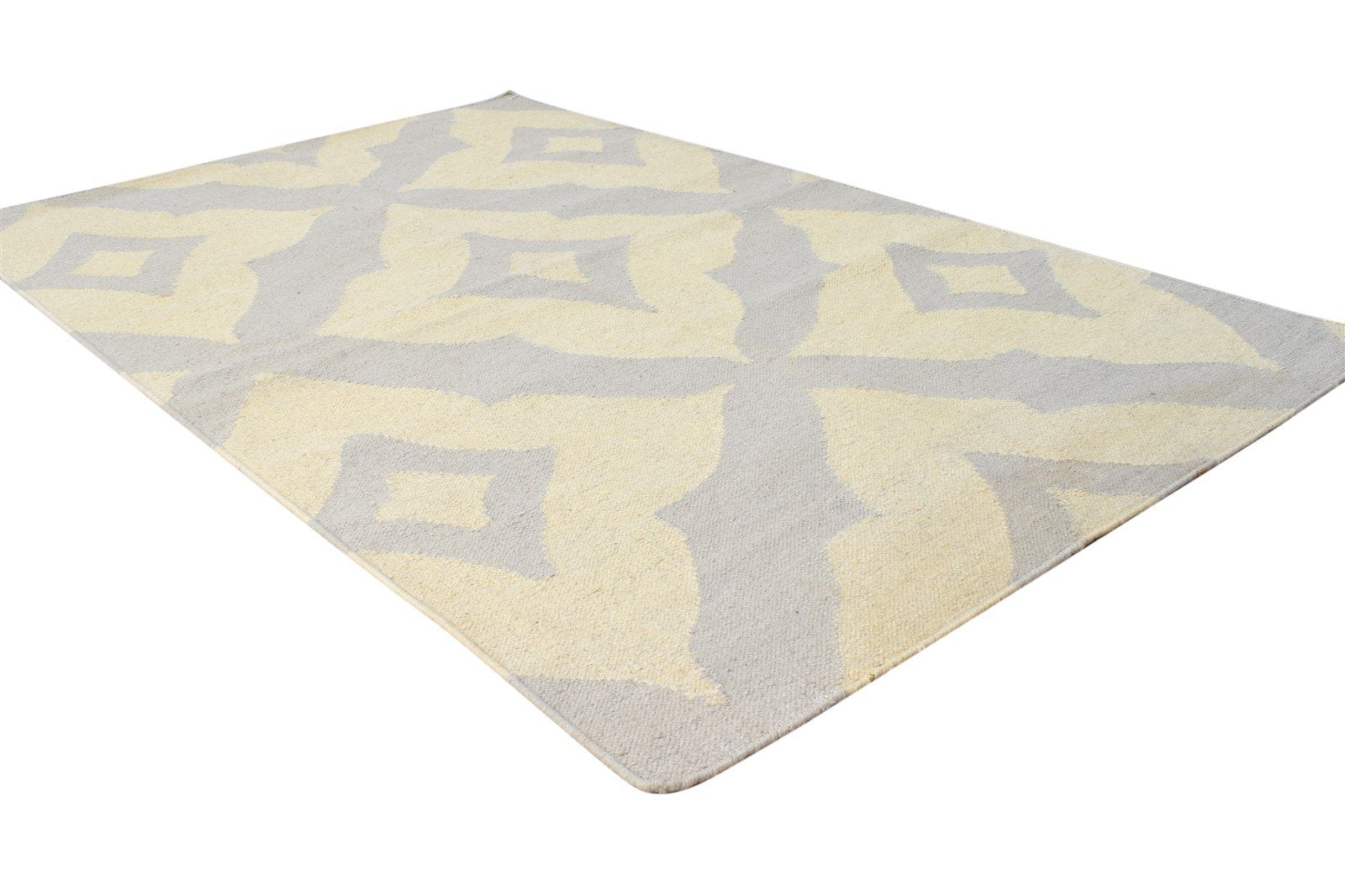 3' X 6' Rug Wool Beige Modern Dhurrie Moroccan Trellis Room Size Carpet 7864672518293