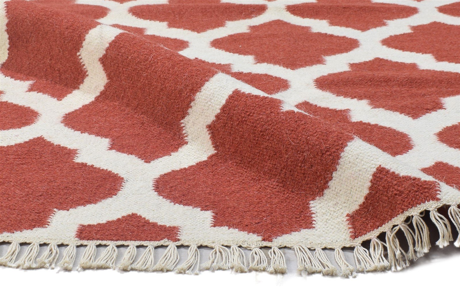 3' X 6' Rug Wool Pink Modern Dhurrie Moroccan Trellis Room Size Carpet 7864390746261