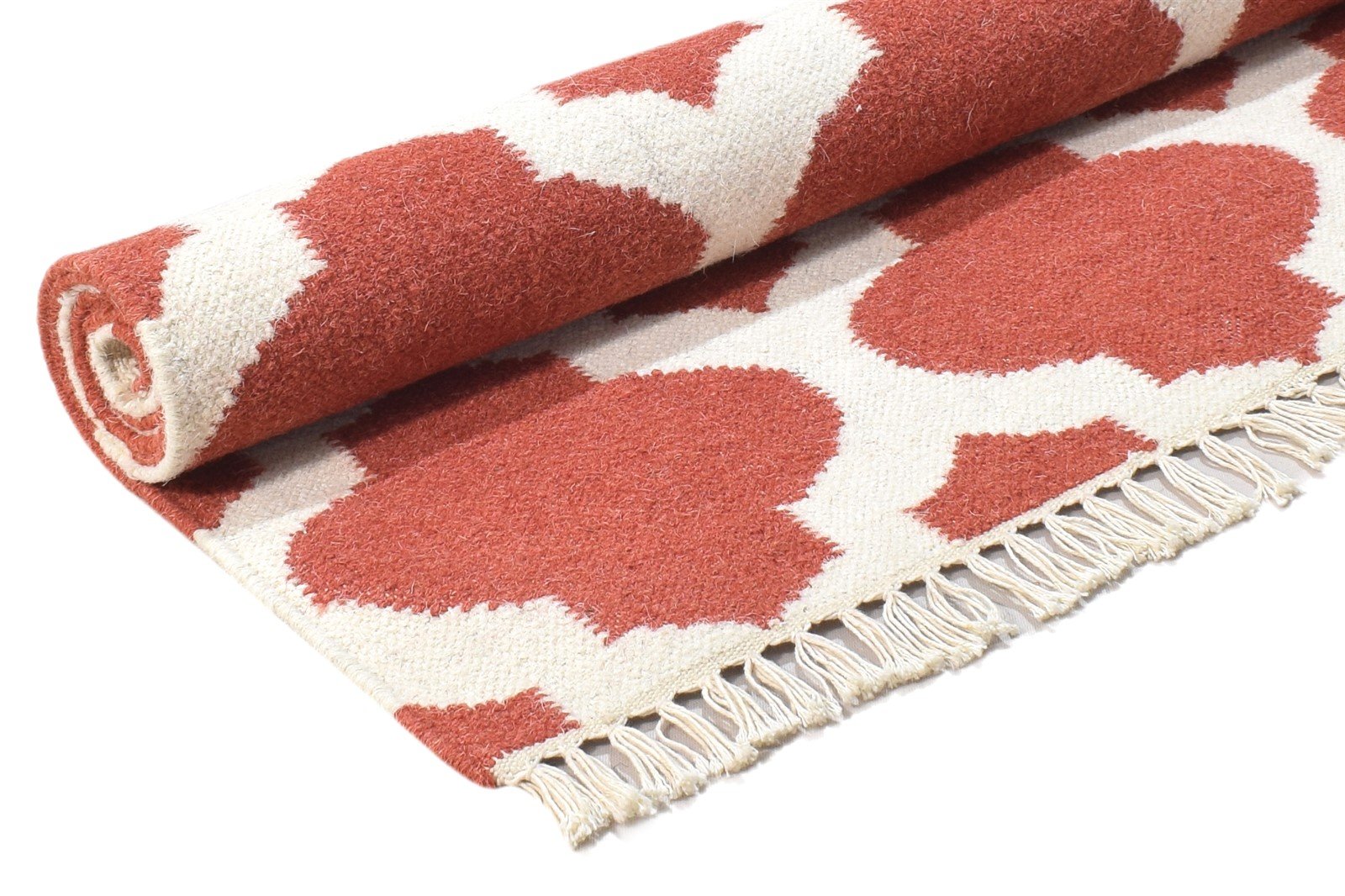 3' X 6' Rug Wool Pink Modern Dhurrie Moroccan Trellis Room Size Carpet 7864390746261