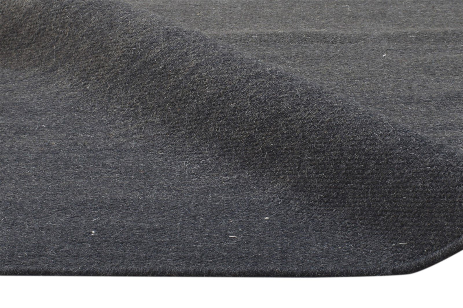 Holly-Anne 3' X 7' Rug Wool Charcoal Modern Dhurrie Scandinavian Solid Runner 7864672977045