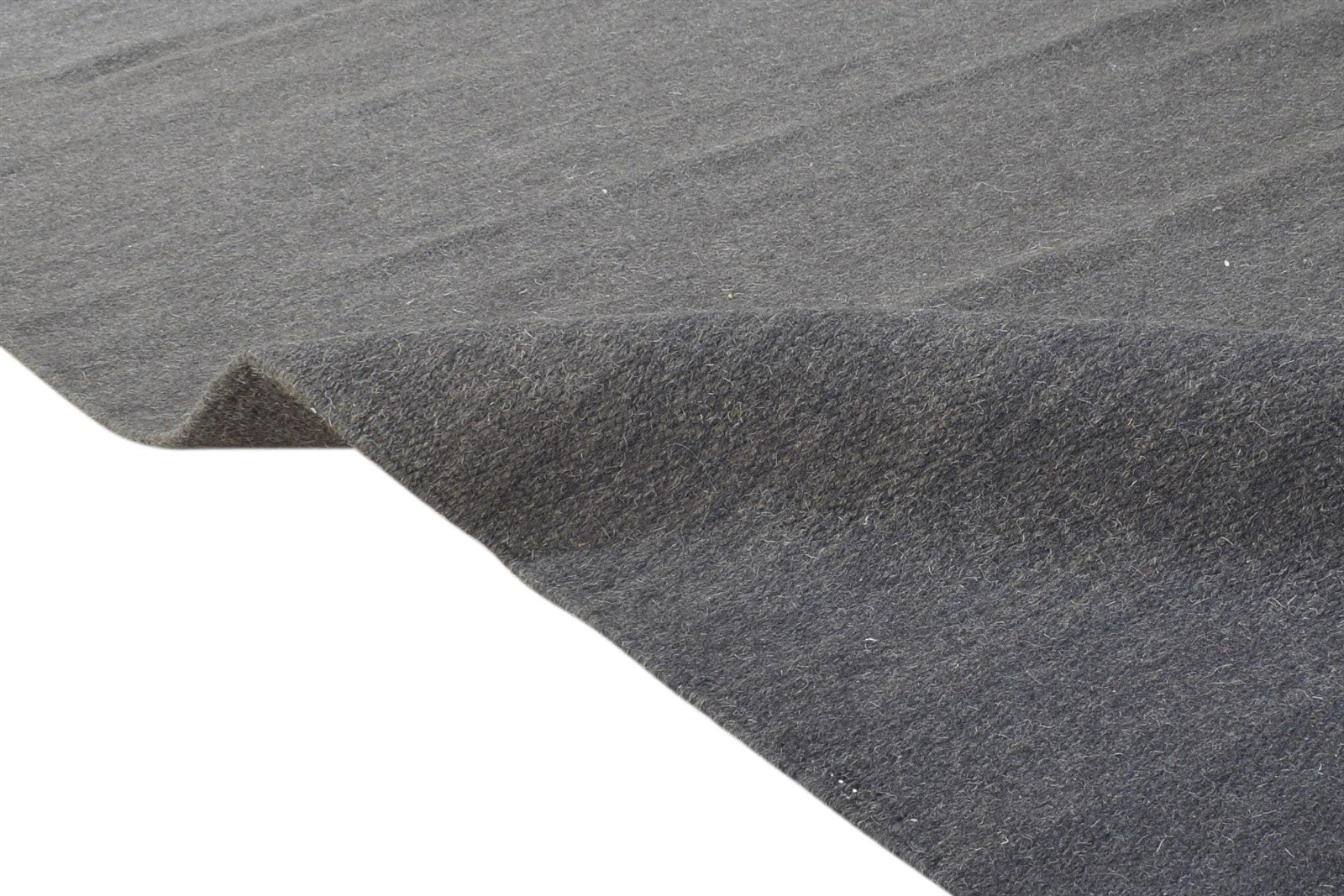 Holly-Anne 3' X 7' Rug Wool Charcoal Modern Dhurrie Scandinavian Solid Runner 7864672977045