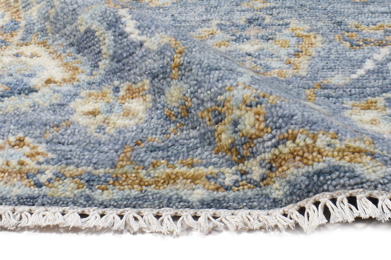 3' X 8' Rug Wool Blue Persian Hand Knotted Oushak Oriental Small Runner 7865016909973