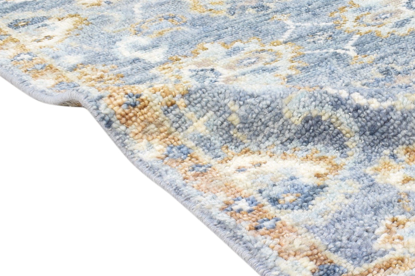 3' X 8' Rug Wool Blue Persian Hand Knotted Oushak Oriental Small Runner 7865016909973
