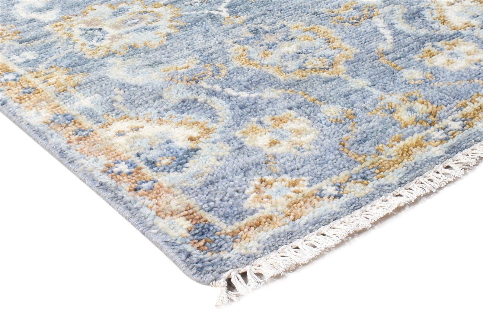 3' X 8' Rug Wool Blue Persian Hand Knotted Oushak Oriental Small Runner 7865016909973