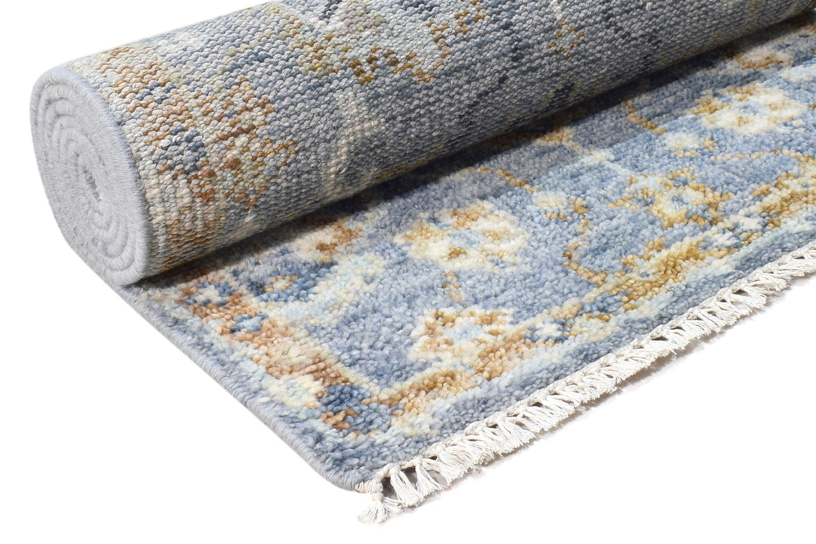 3' X 8' Rug Wool Blue Persian Hand Knotted Oushak Oriental Small Runner 7865016909973