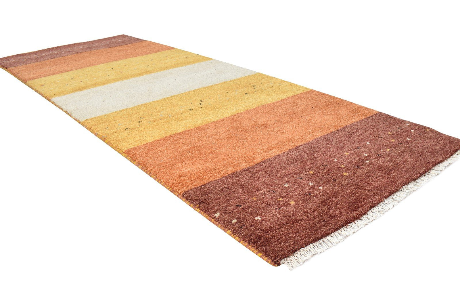 3' X 8' Rug Wool Rust Southwestern Hand Knotted Gabbeh Striped Small Runner 7865065472149
