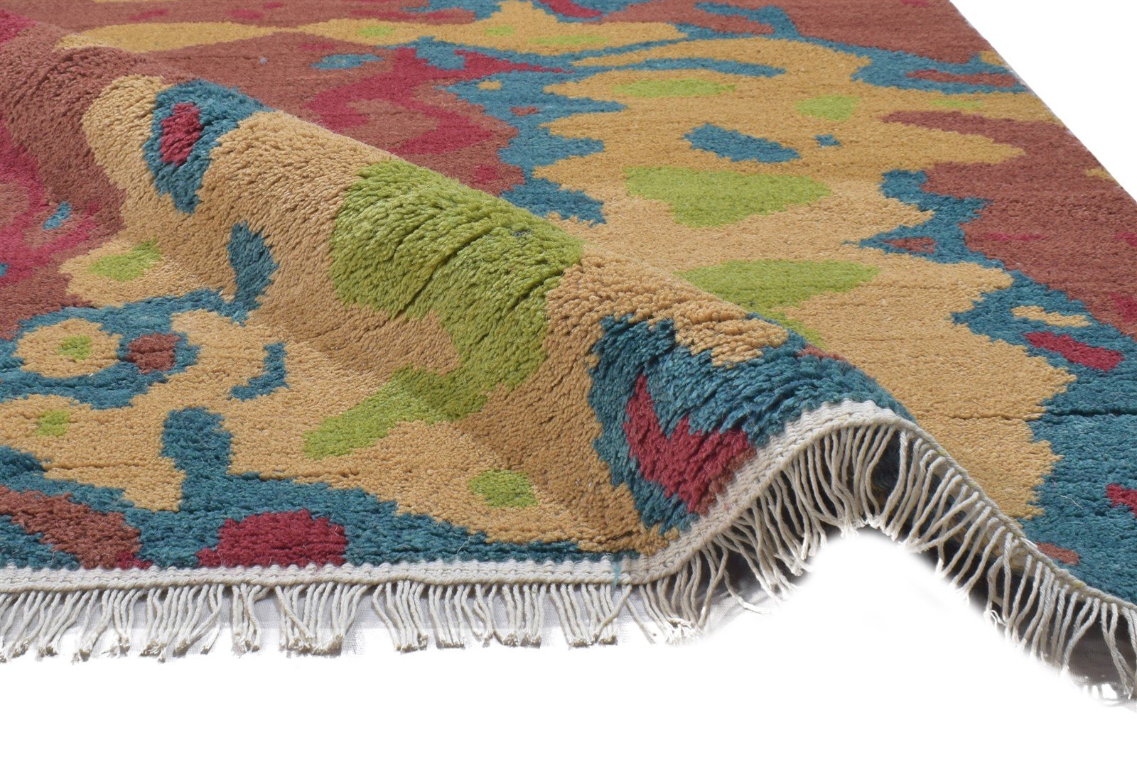 Elysee 3' X 9' Rug Wool Red Modern Hand Knotted Bohemian Abstract Runner 7864315248789