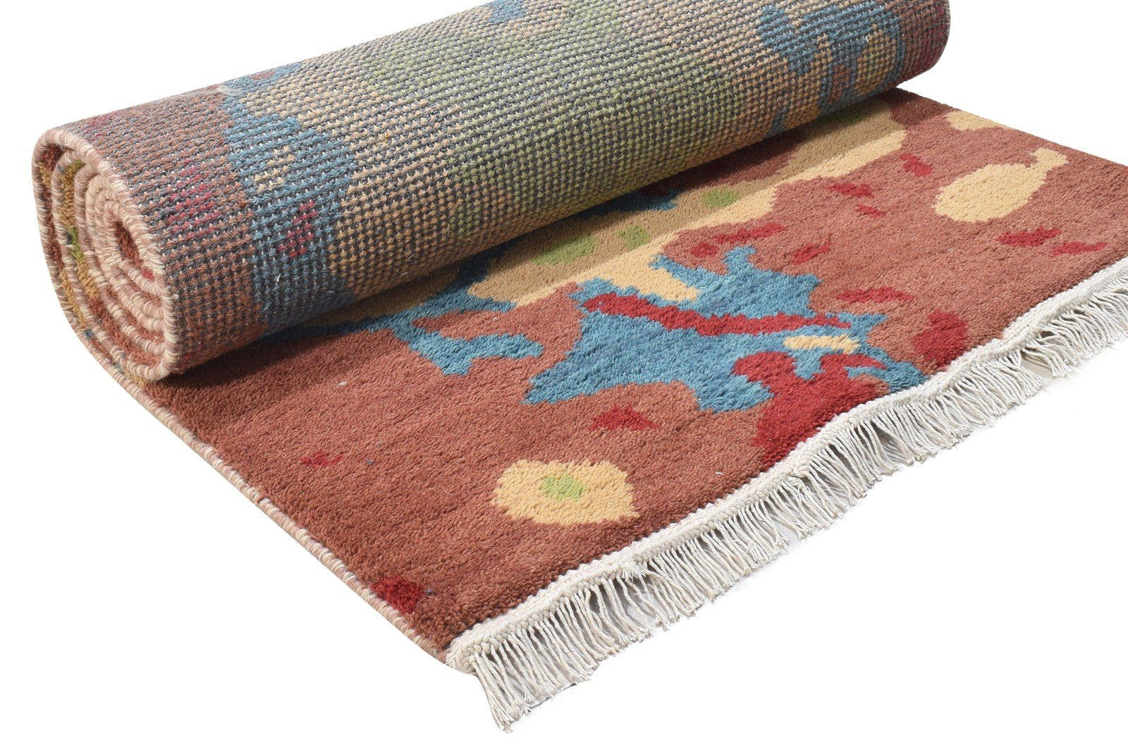 Elysee 3' X 9' Rug Wool Red Modern Hand Knotted Bohemian Abstract Runner 7864315248789