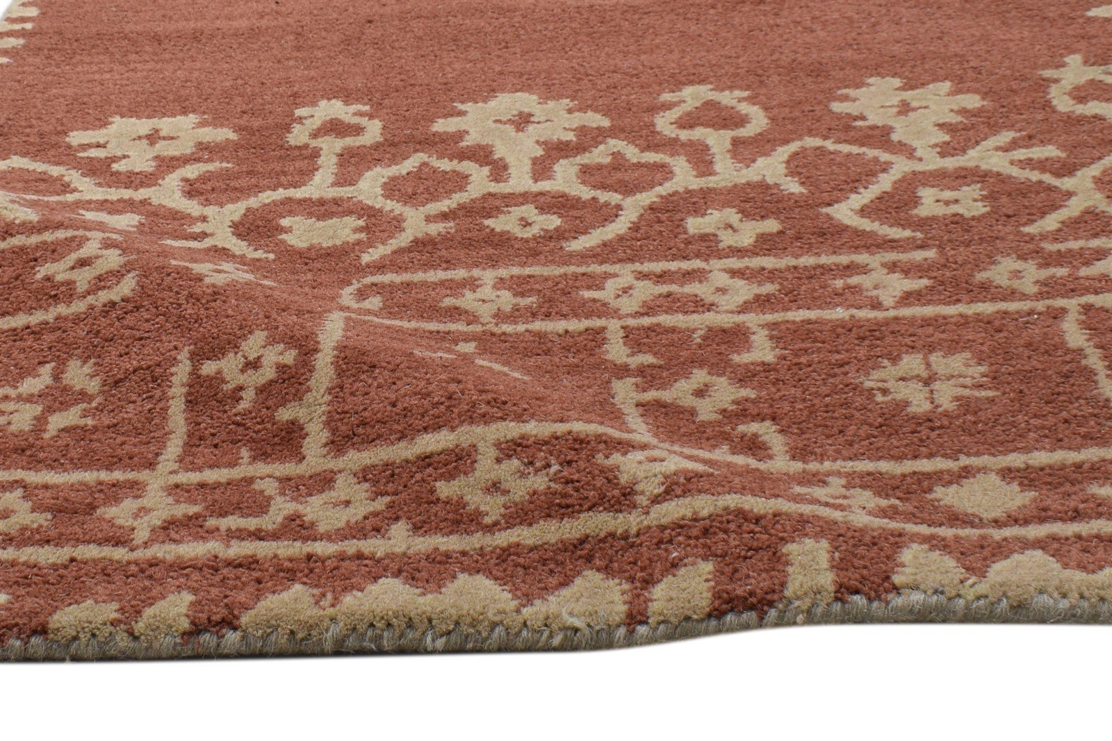 3' X 9' Rug Wool Rust Modern Hand Tufted French Floral Small Runner 7864122769557