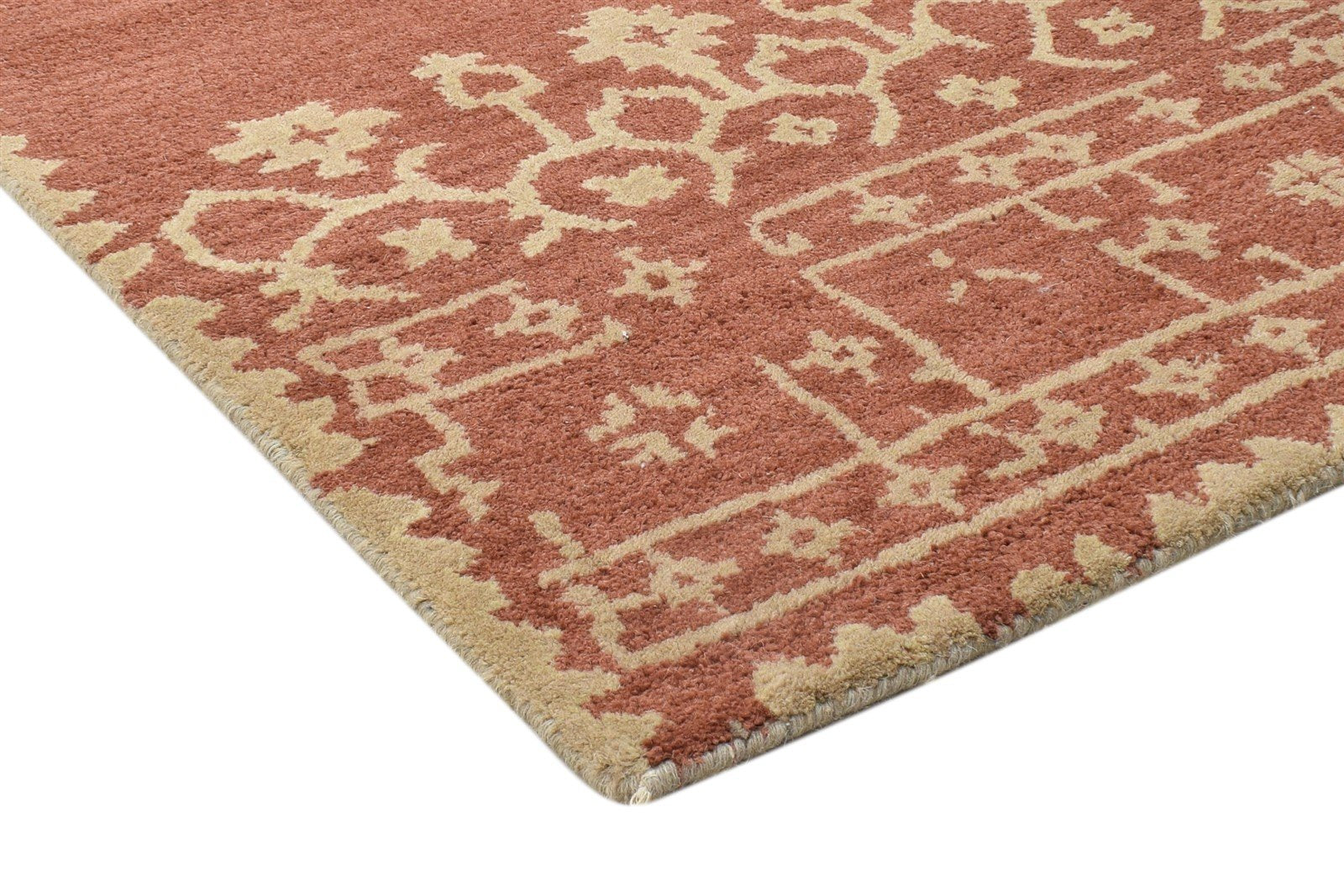 3' X 9' Rug Wool Rust Modern Hand Tufted French Floral Small Runner 7864122769557