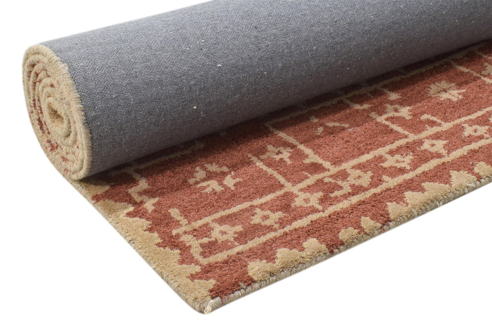 3' X 9' Rug Wool Rust Modern Hand Tufted French Floral Small Runner 7864122769557