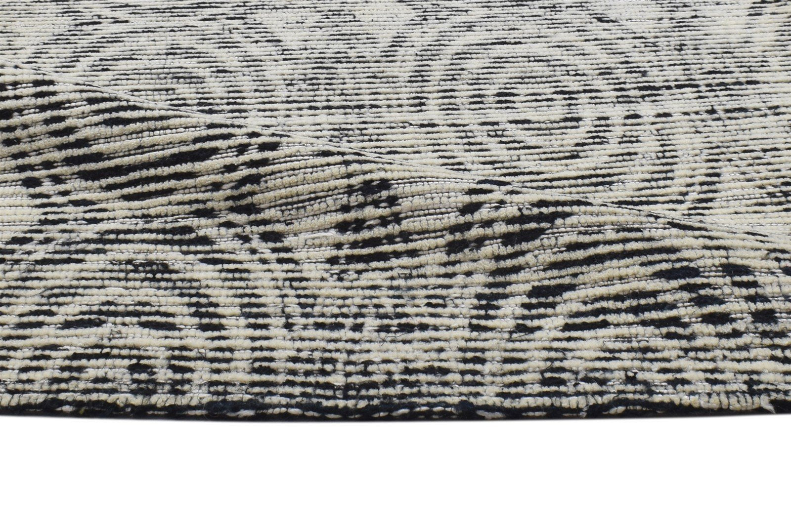 3X3 Rug Wool / Silk Black Modern Hand Tufted Scandinavian Circles Small Carpet 7864817352853
