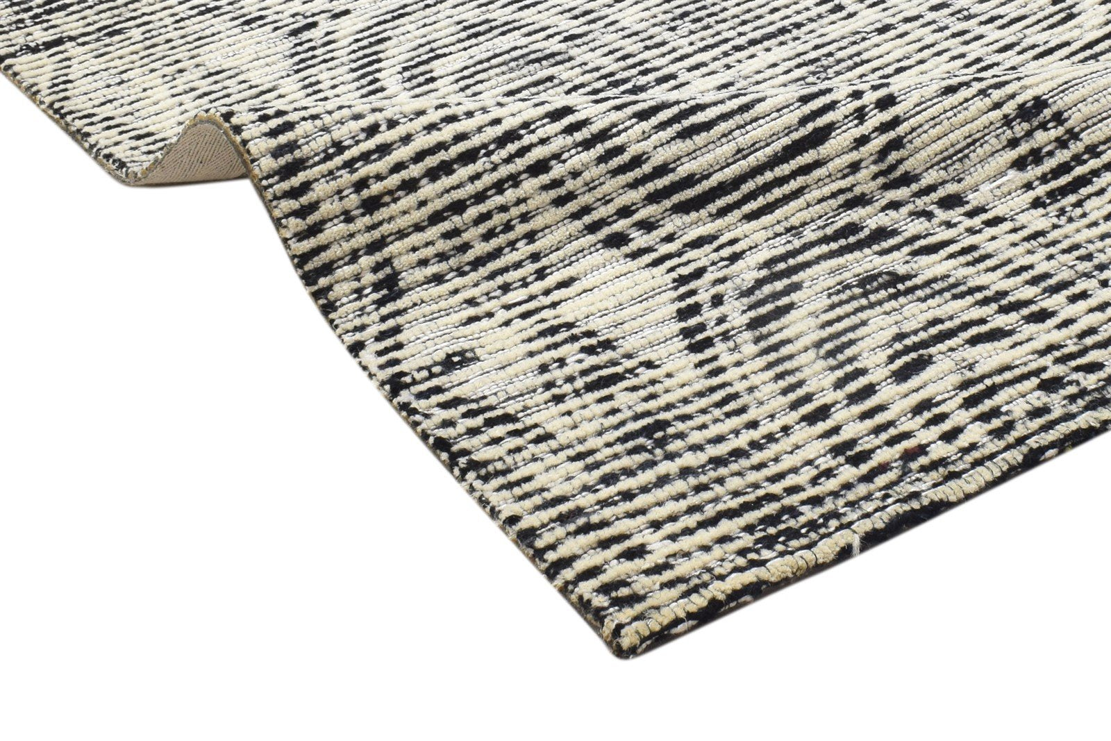 3X3 Rug Wool / Silk Black Modern Hand Tufted Scandinavian Circles Small Carpet 7864817352853