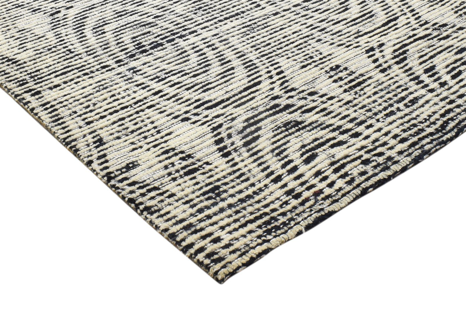 3X3 Rug Wool / Silk Black Modern Hand Tufted Scandinavian Circles Small Carpet 7864817352853
