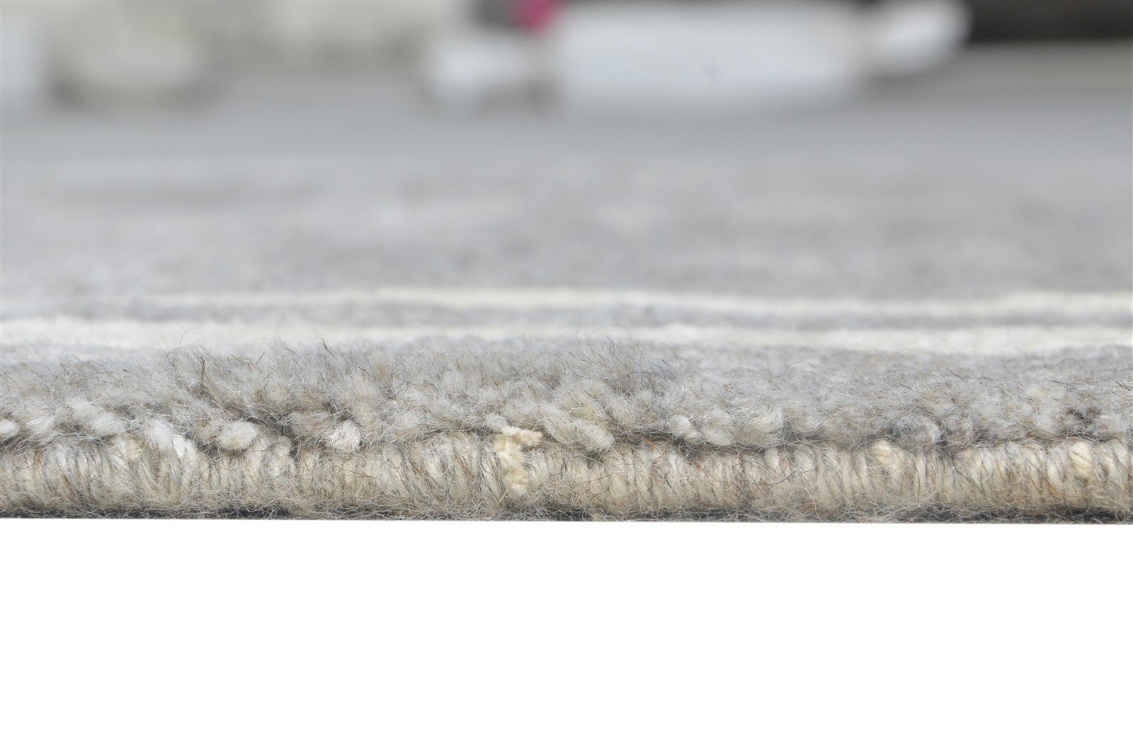 3X4 Rug Wool / Silk Grey Modern Hand Knotted Scandinavian Bordered Small Carpet 7865142214805