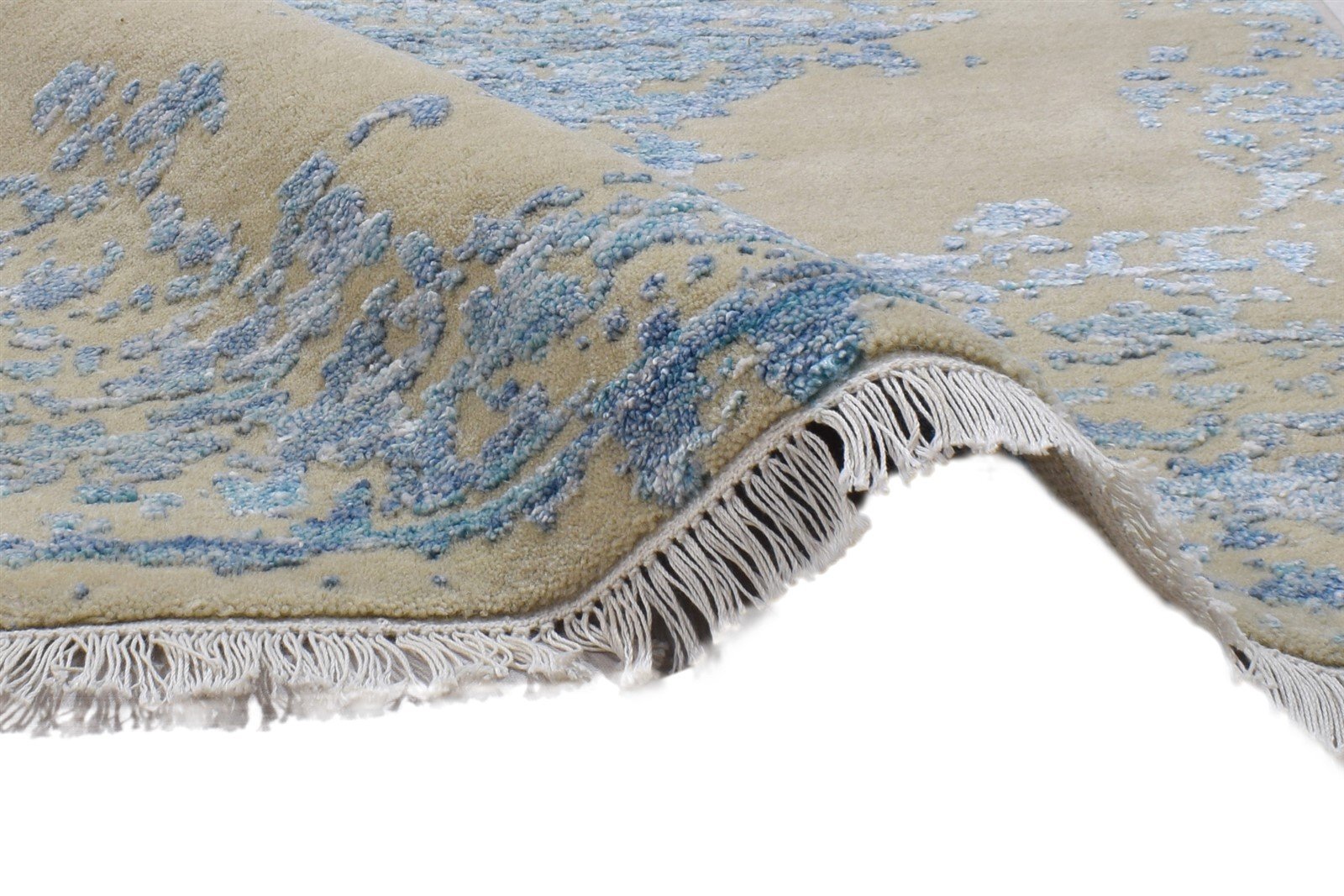 3X6 Rug Wool / Silk Beige Modern Hand Knotted Scandinavian Abstract Small 7864100159637
