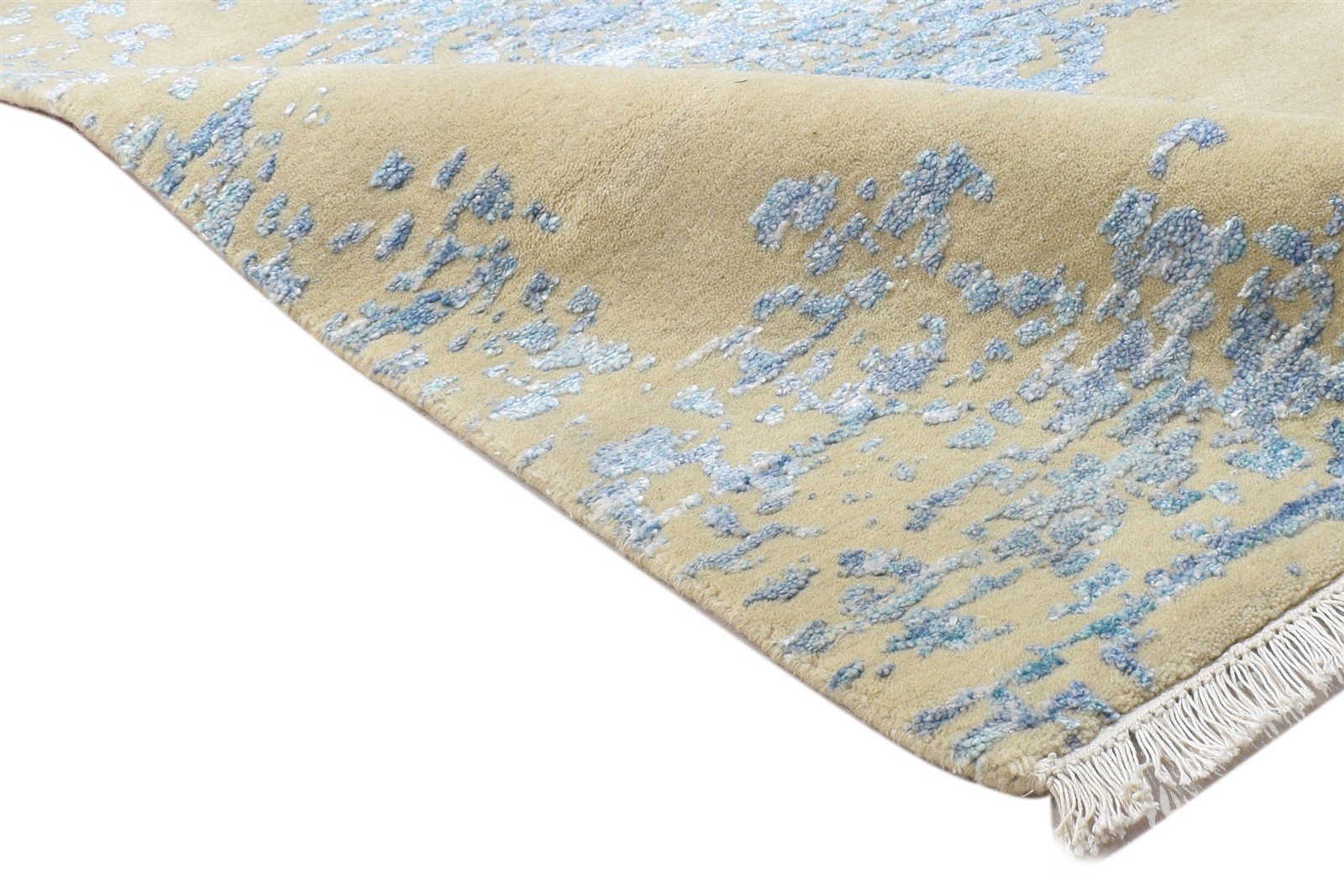 3X6 Rug Wool / Silk Beige Modern Hand Knotted Scandinavian Abstract Small 7864100159637