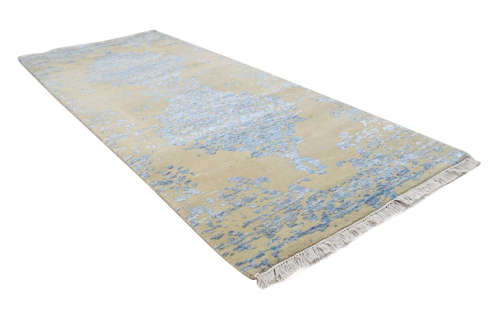 3X6 Rug Wool / Silk Beige Modern Hand Knotted Scandinavian Abstract Small 7864100159637