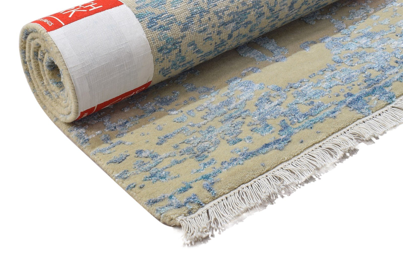 3X6 Rug Wool / Silk Beige Modern Hand Knotted Scandinavian Abstract Small 7864100159637