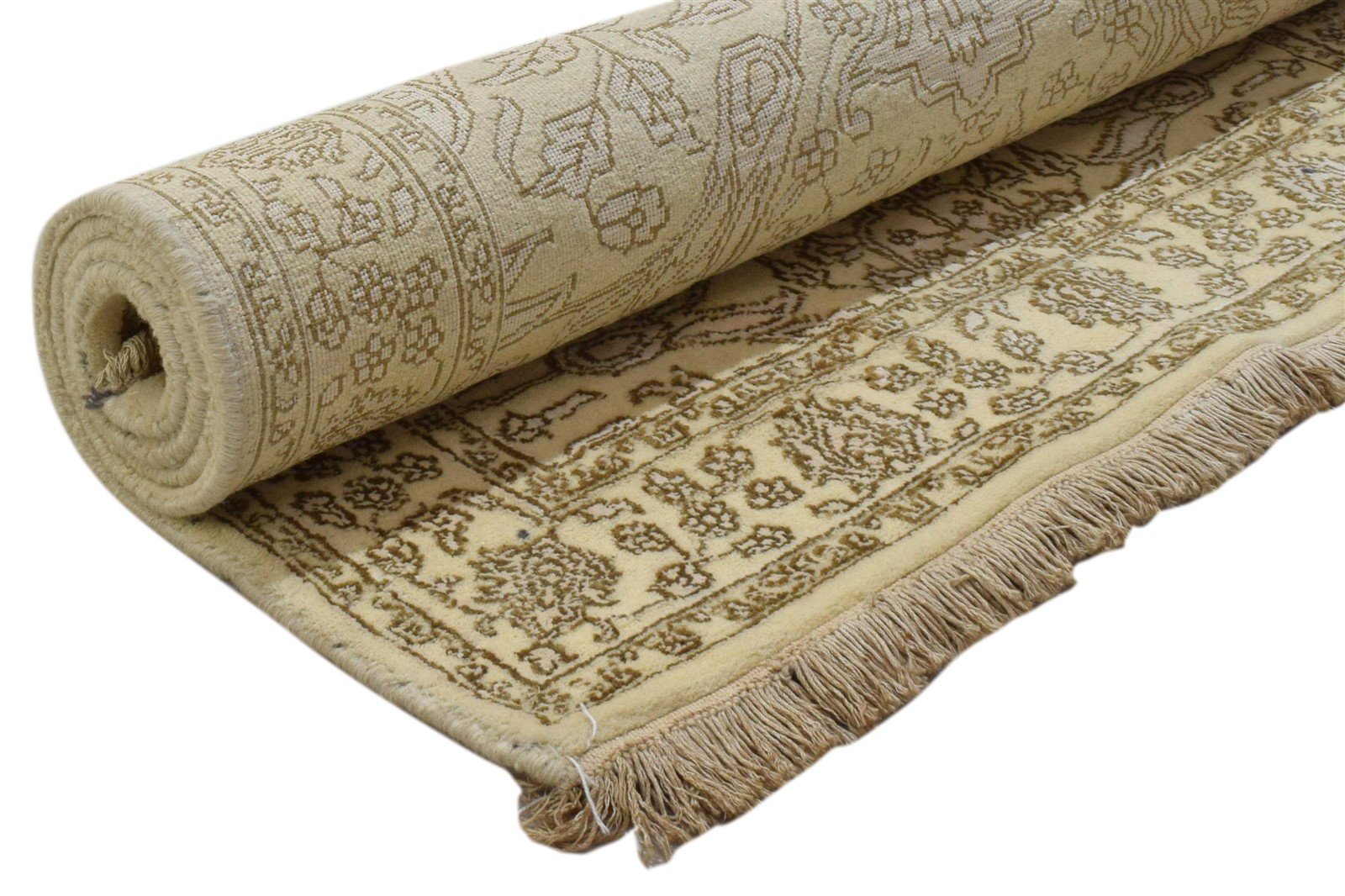 3X6 Rug Wool / Silk Beige Persian Hand Knotted Kashan Oriental Room Size Carpet 7860693500053