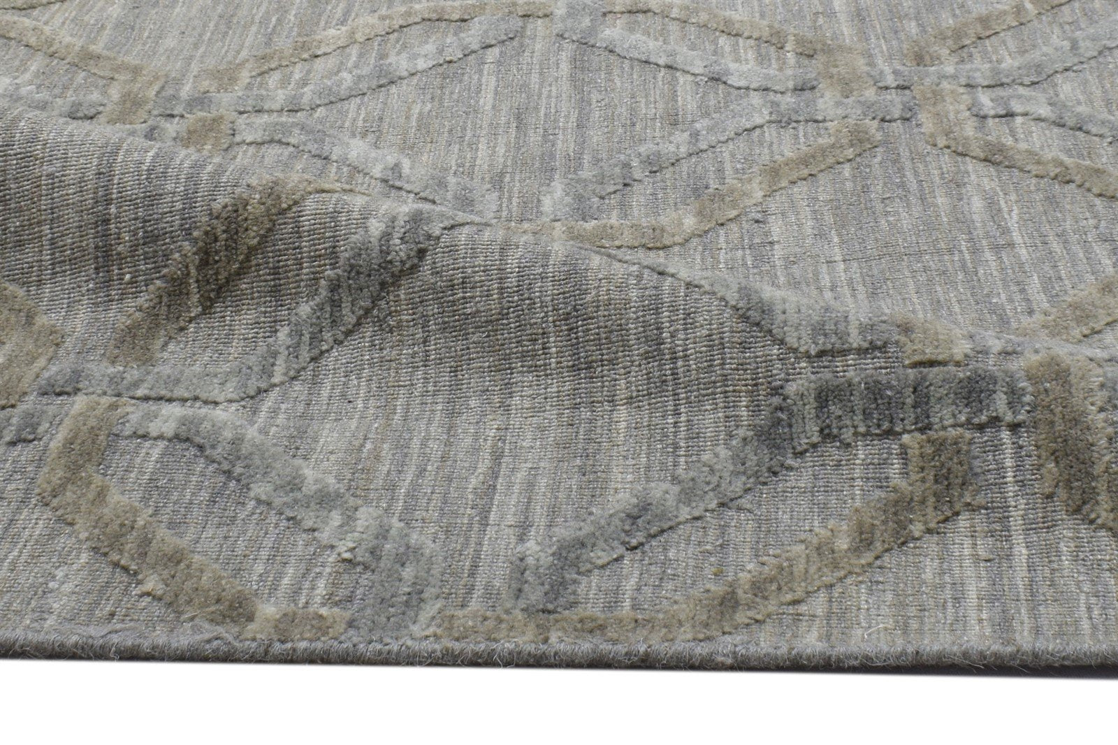 3X6 Rug Wool Silk Grey Modern Jacquard Loom Scandinavian Geometric Small Carpet 7864147116181