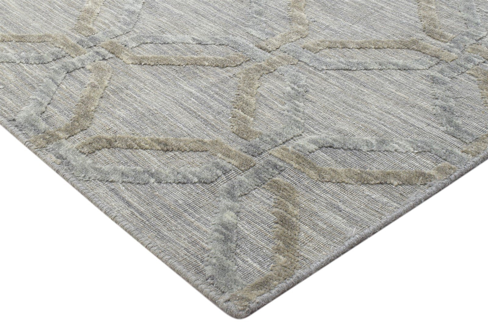 3X6 Rug Wool Silk Grey Modern Jacquard Loom Scandinavian Geometric Small Carpet 7864147116181