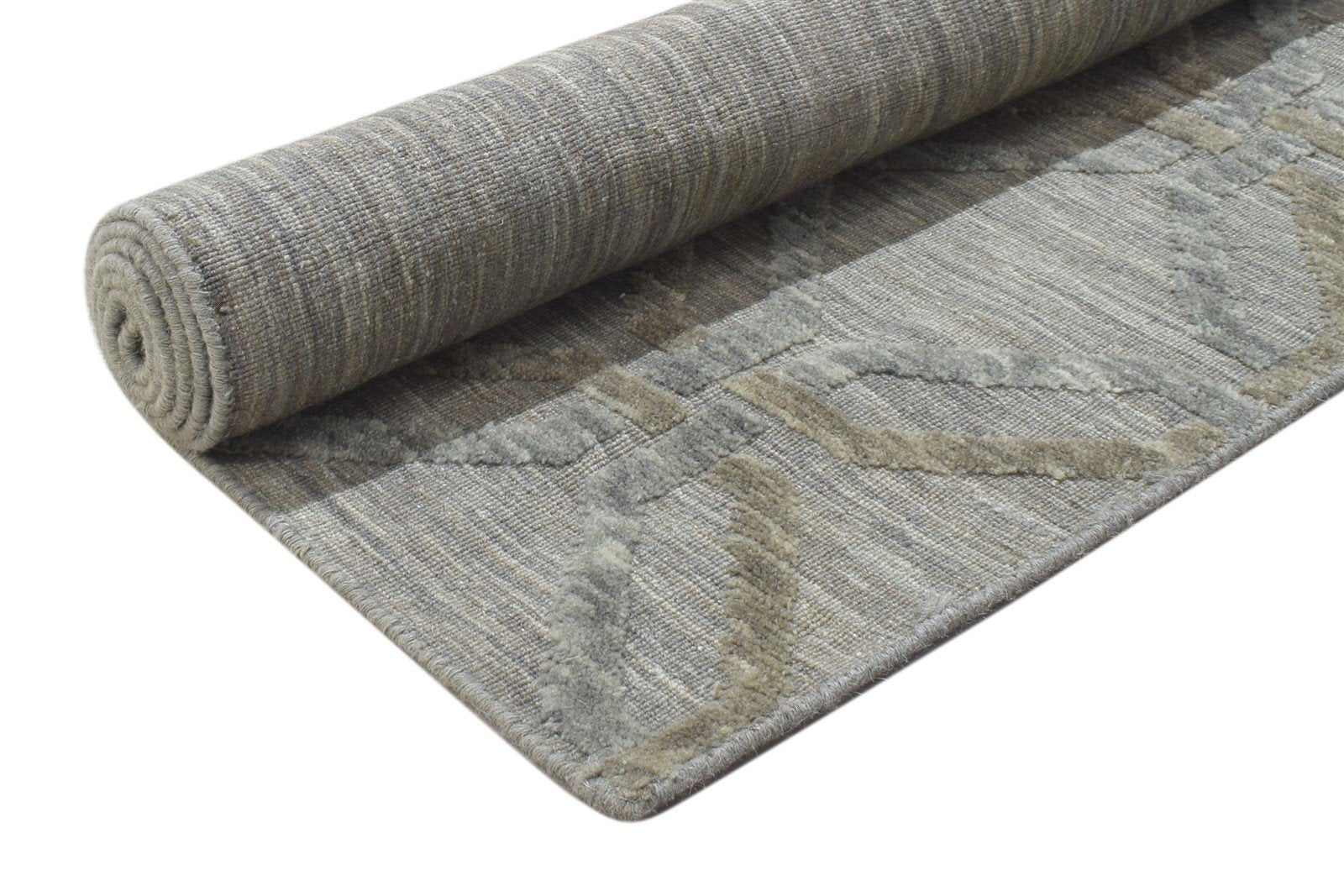 3X6 Rug Wool Silk Grey Modern Jacquard Loom Scandinavian Geometric Small Carpet 7864147116181