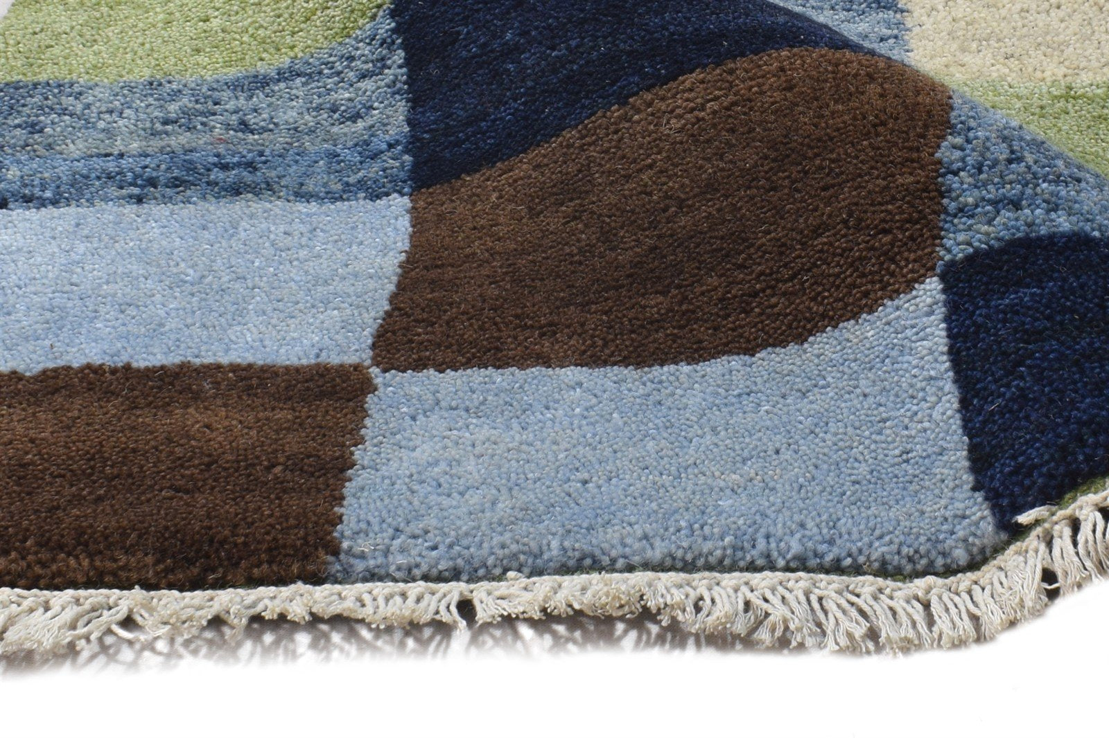 3X8 Rug Wool Multi Color Modern Hand Knotted Scandinavian Geometric Small Runner 7865065668757