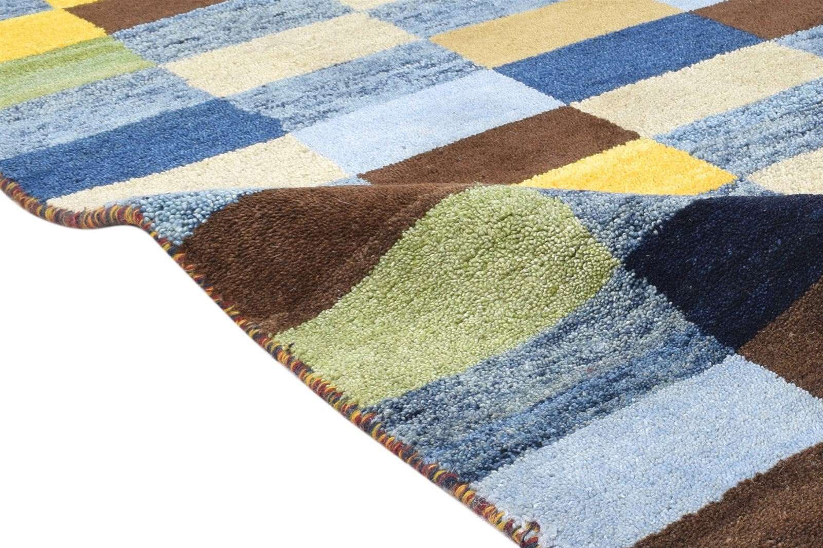 3X8 Rug Wool Multi Color Modern Hand Knotted Scandinavian Geometric Small Runner 7865065668757
