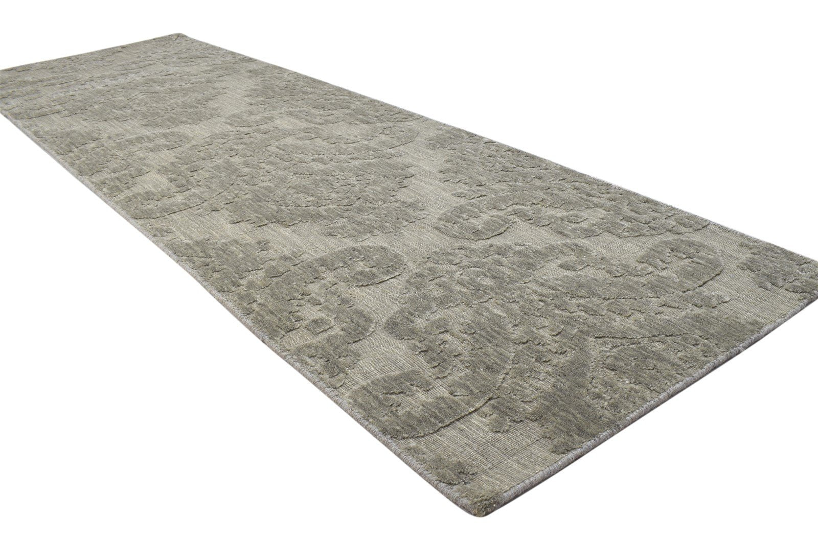 3X8 Rug Wool Silk Brown Modern Jacquard Loom Scandinavian Damask Small Runner 7864147411093