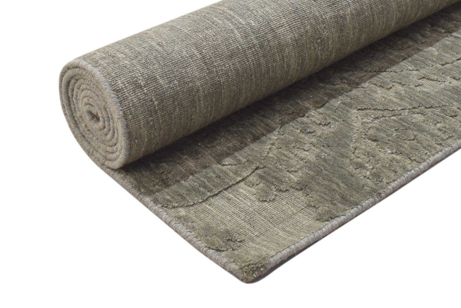 3X8 Rug Wool Silk Brown Modern Jacquard Loom Scandinavian Damask Small Runner 7864147411093