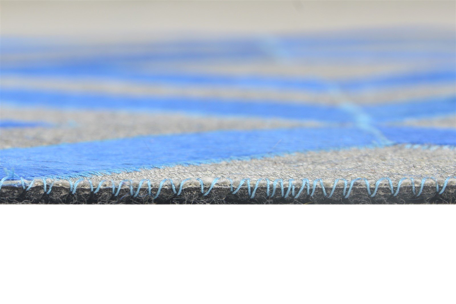 3X9 Rug Leather / Cotton Blue Modern Hand Woven Moroccan Diamond Small Runner 7864365088917